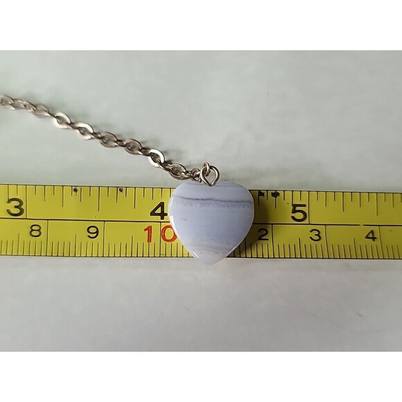 925 Sterling Silver Beaded Heart Lace Agate Dangling Pierced Earrings Vintage - Picture 7 of 10